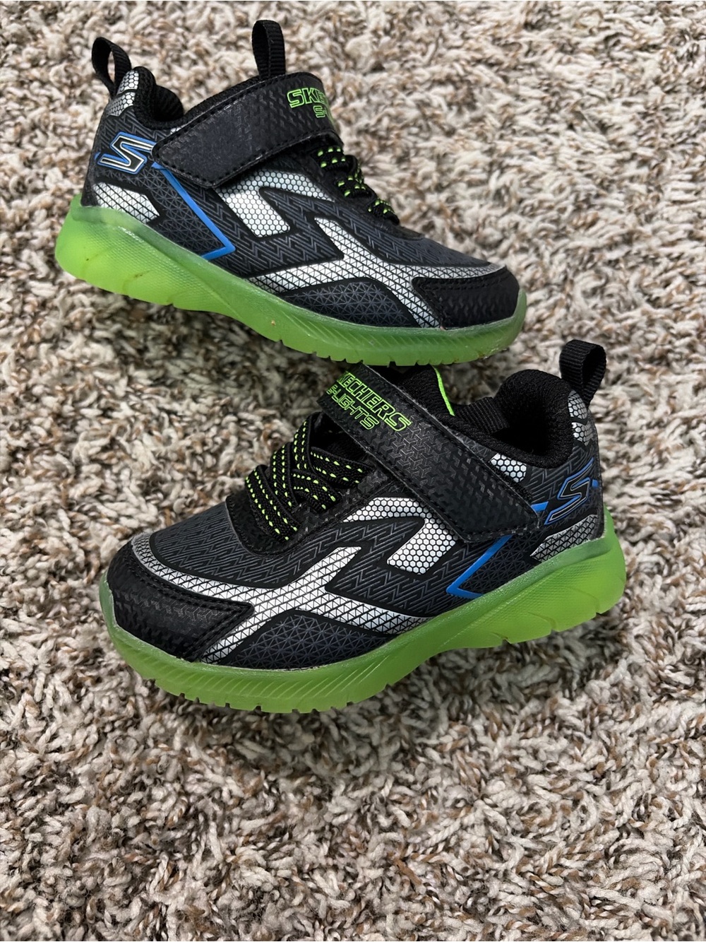 Skechers Kids Black, Green & Blue Light-Up Sneaker